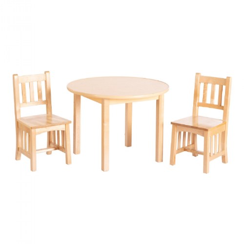 Wooden Round Mission Table with 2 Chairs