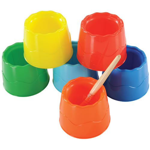 Water Pots with Paintbrush Holder - Set of 6