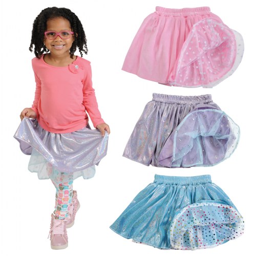 Fancy Dance Sparkly and Fashionable Elastic Reversible Skirts - Set of 3