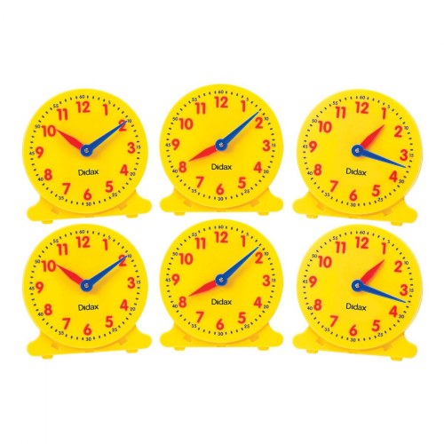 12 Hour Mini Student Clocks - Set of 6