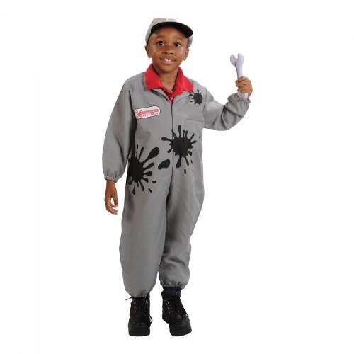 Gray Kids Mechanic Garment Career Dress Up