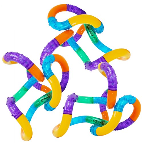 2 years & up. Help your children develop their dexterity with this Colorful Textured Tangle for Practicing Fine Motor Skills. Children will enjoy tangling and untangling this exciting, engaging toy while exploring the colors and textures. This set promotes fine motor skills, color recognition, sensory learning, and mindfulness. The textured tangle is also a useful aid for redirecting behaviors.