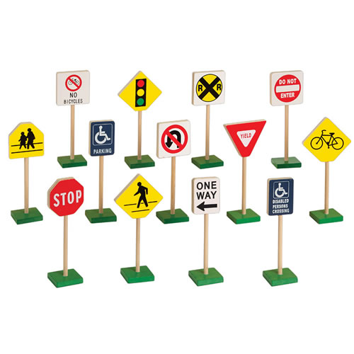 Miniature Traffic Signs 7" High 13 Pieces