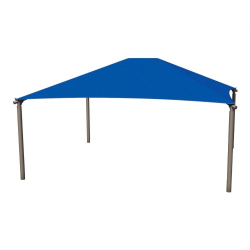 Square Hip 20' x 20' with 8' Entry 4-Post Shade with True Blue Fabric