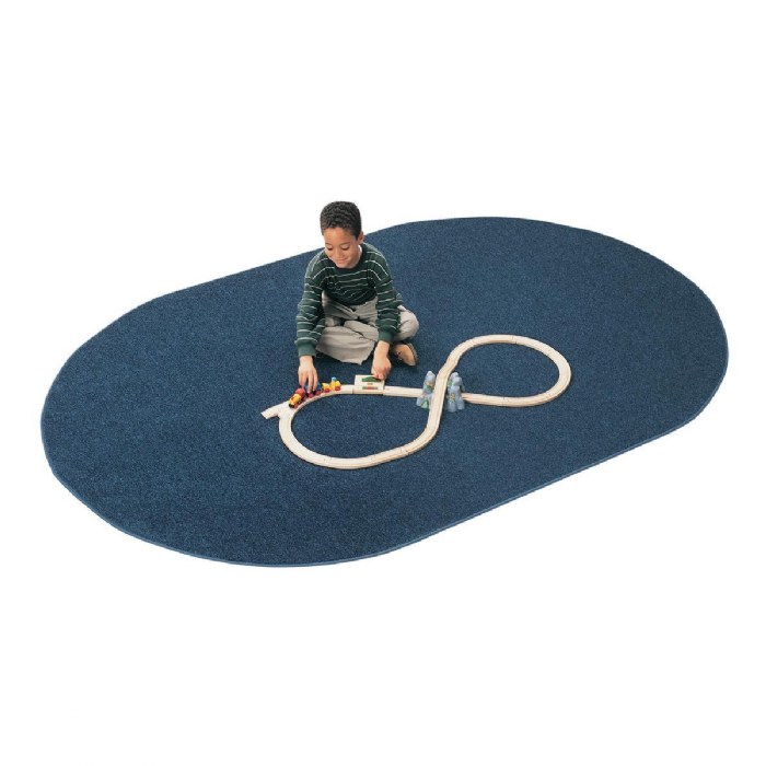 Alternate Image #1 of Mt. St. Helens Solid Color Carpet - Blueberry Blue - 8'3" x 11'8" Oval