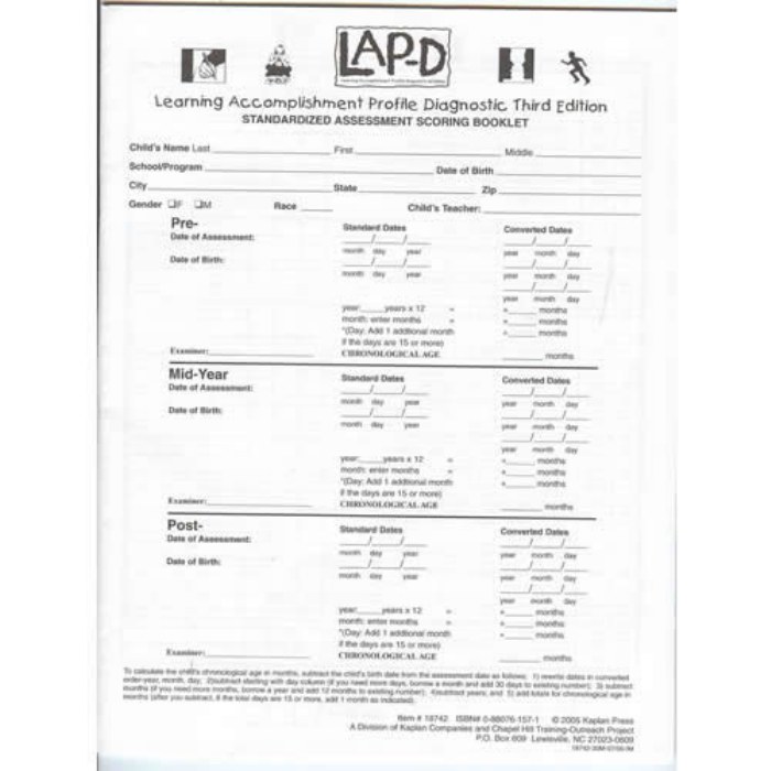 Primary Image of LAP&trade;-D - 3rd Edition Bilingual Scoring Booklet - Pack of 20
