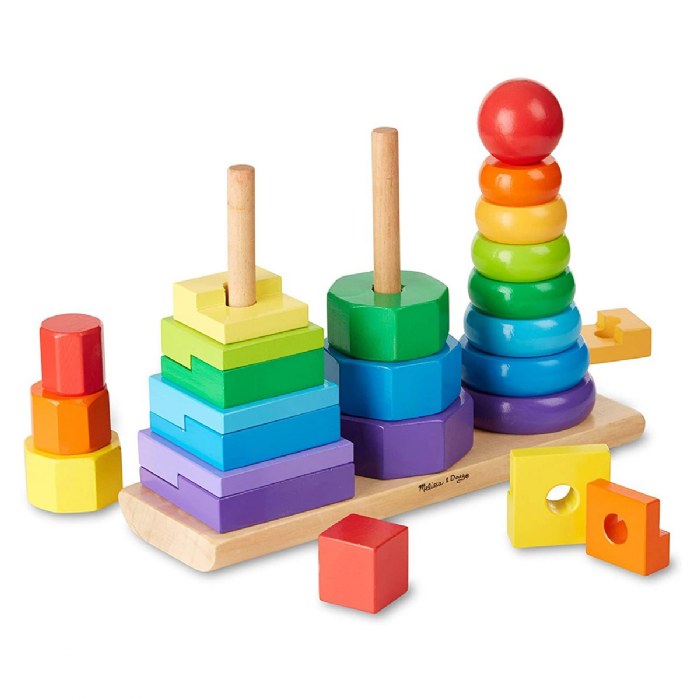 Alternate Image #1 of Toddler Wooden Geometric Stacker with Colorful Shapes