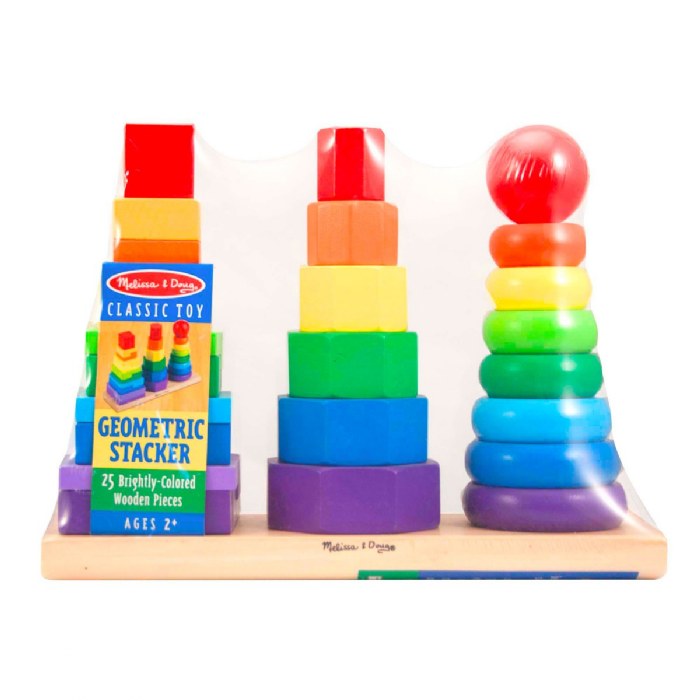Alternate Image #1 of Toddler Wooden Geometric Stacker with Colorful Shapes