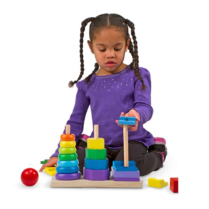 Alternate Image #1 of Toddler Wooden Geometric Stacker with Colorful Shapes