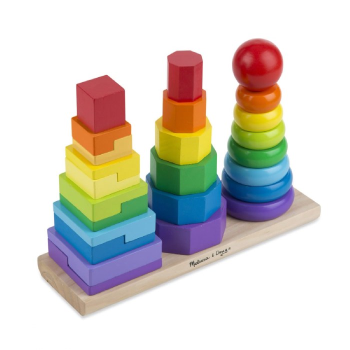 Primary Image of Toddler Wooden Geometric Stacker with Colorful Shapes