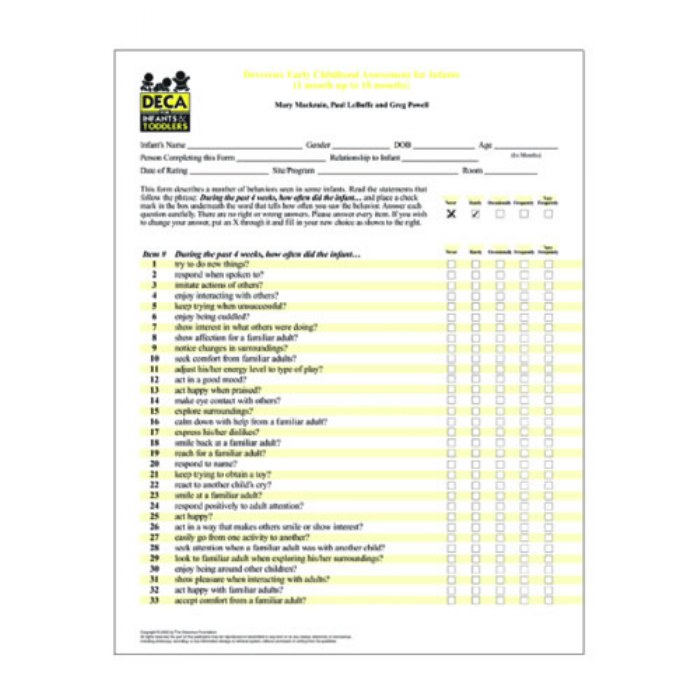 Primary Image of DECA-I/T Infant Record Forms