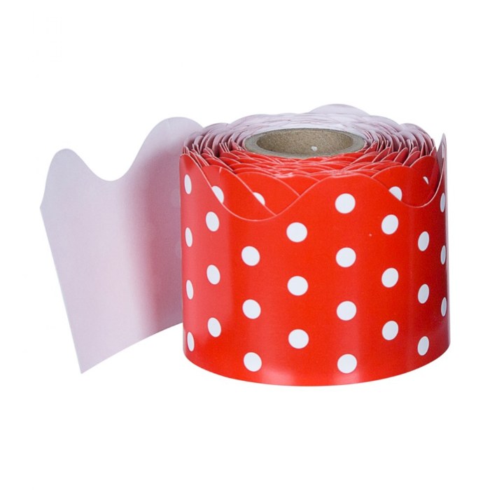 Alternate Image #1 of Rolled Scalloped Border - Red and White Polka Dot