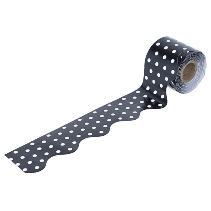Primary Image of Rolled Scalloped Border - Black and White Polka Dot