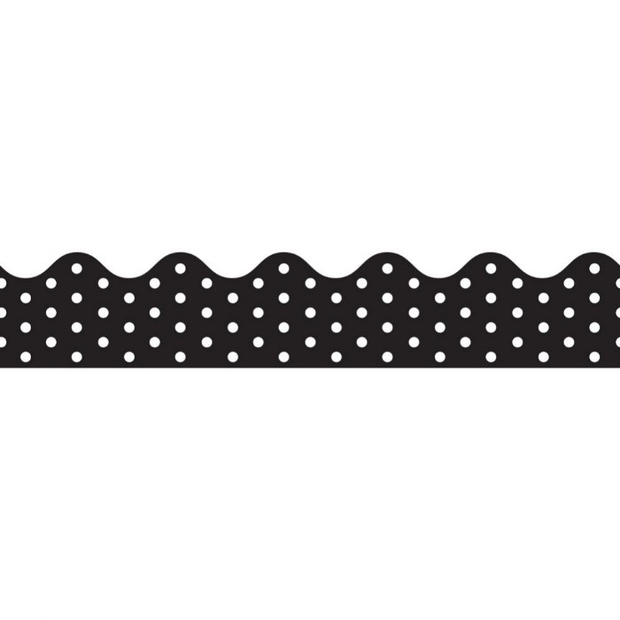 Alternate Image #1 of Rolled Scalloped Border - Black and White Polka Dot