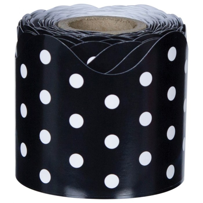 Alternate Image #1 of Rolled Scalloped Border - Black and White Polka Dot