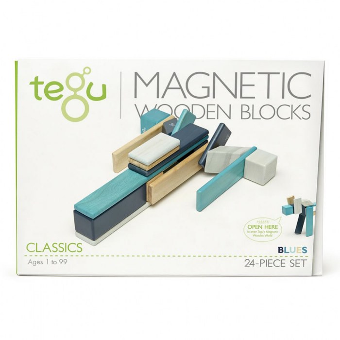 Alternate Image #1 of Tegu Blues Magnetic Wooden Blocks - 24 Pieces