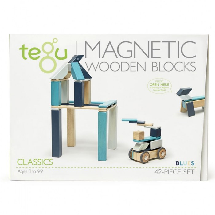 Alternate Image #1 of Tegu Blues Magnetic Wooden Blocks - 42 Pieces