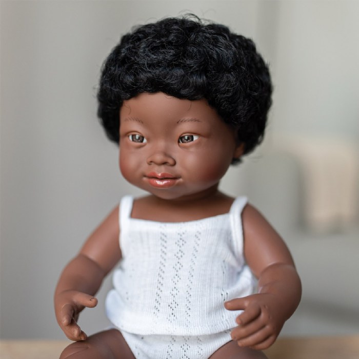 Alternate Image #1 of Doll with Down Syndrome - African Boy 15"