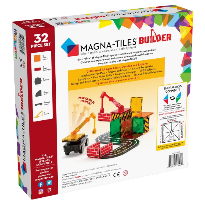 Alternate Image #1 of MAGNA-TILES&reg; Builder Set with Crane - 32 Piece Set