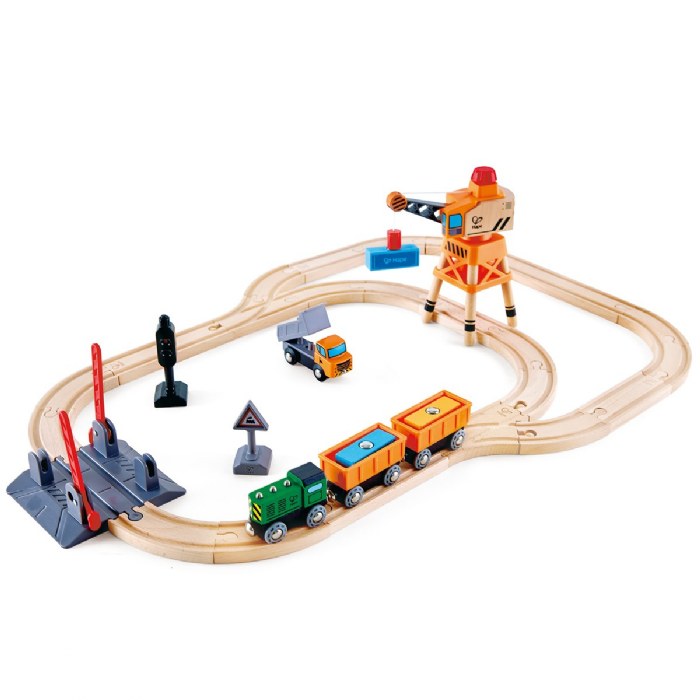 Primary Image of Crossing & Crane Set - 34 Piece Wooden Railway Playset