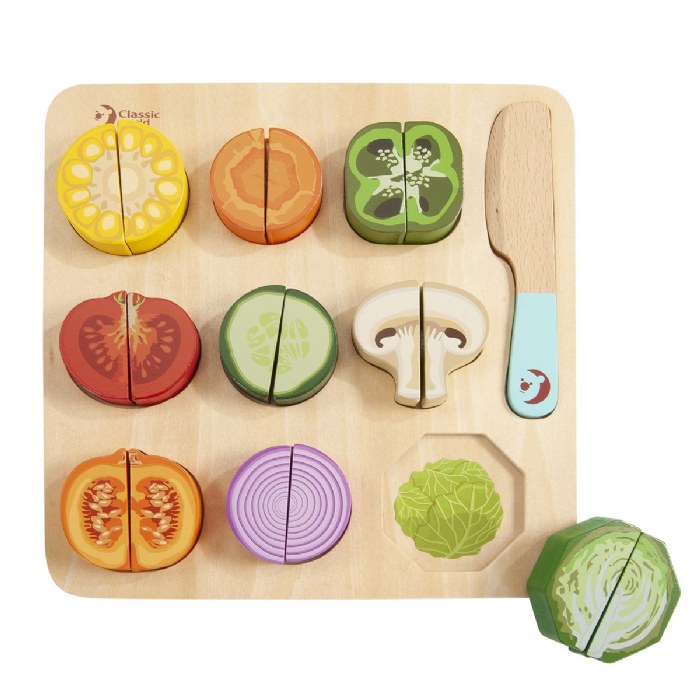 Alternate Image #1 of Cutting Vegetables Wooden Puzzle