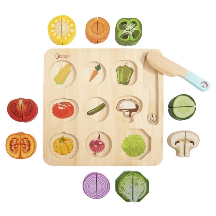 Alternate Image #1 of Cutting Vegetables Wooden Puzzle