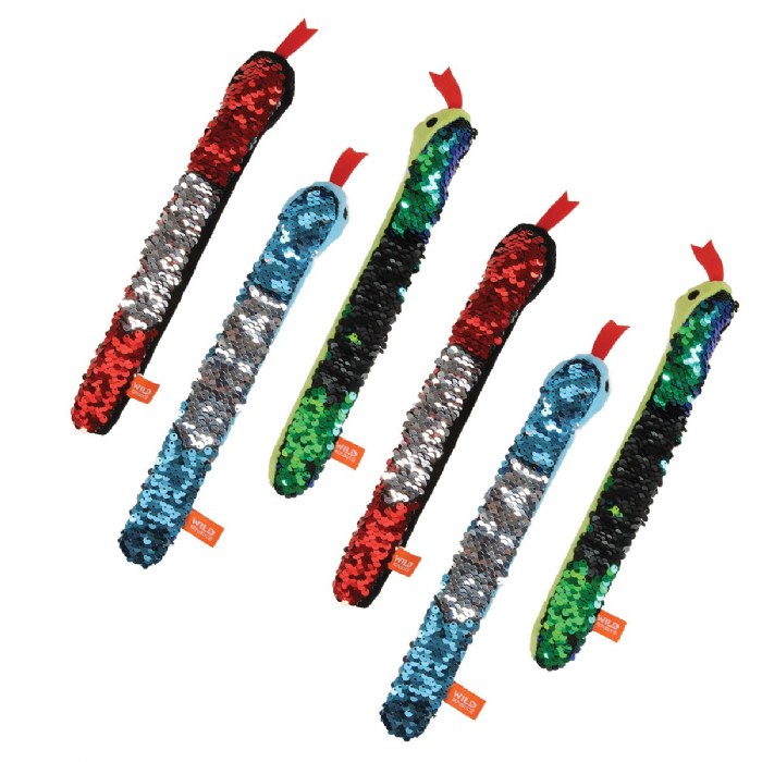 Alternate Image #1 of Sequin Snake Slap Bracelets - Set of 6