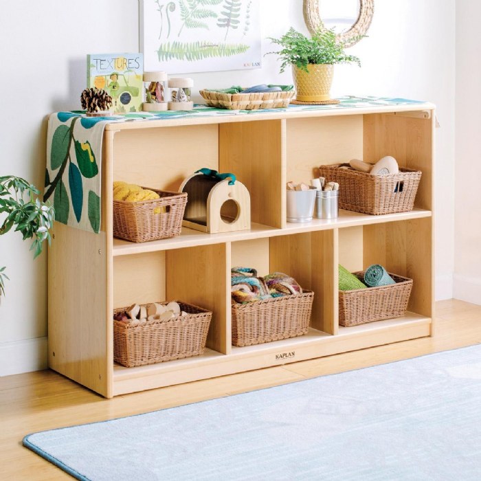 Alternate Image #1 of Premium Solid Maple Preschool 5-Compartment Storage Unit - Solid Back