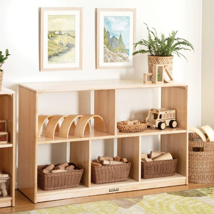 Alternate Image #1 of Premium Solid Maple Preschool 5-Compartment Storage Unit - Acrylic Back