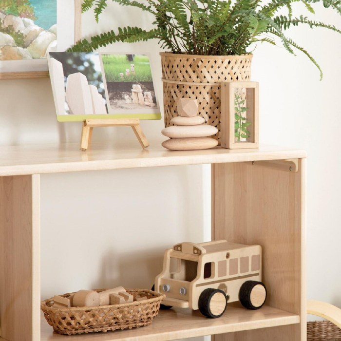 Alternate Image #1 of Premium Solid Maple Preschool 5-Compartment Storage Unit - Acrylic Back