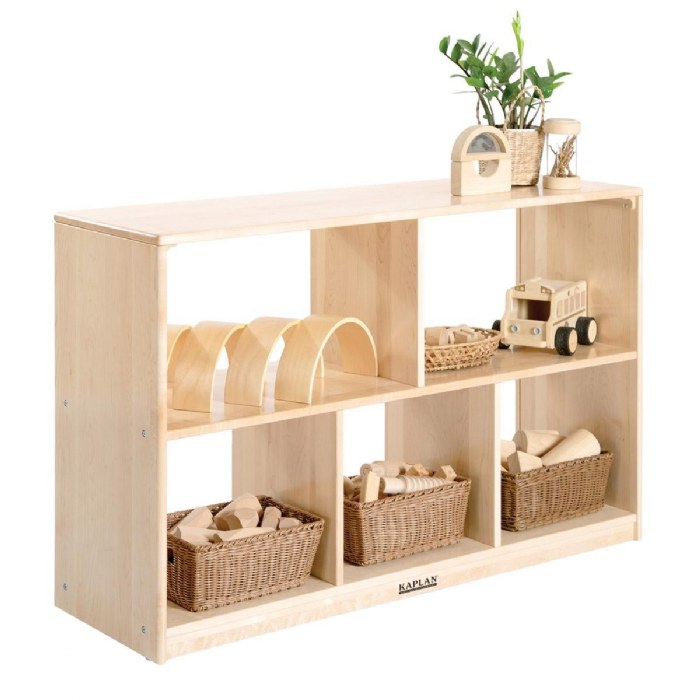 Alternate Image #1 of Premium Solid Maple Preschool 5-Compartment Storage Unit - Acrylic Back