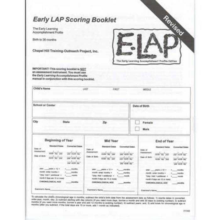 Primary Image of E-LAP&trade; Scoring Booklets - 20 - English