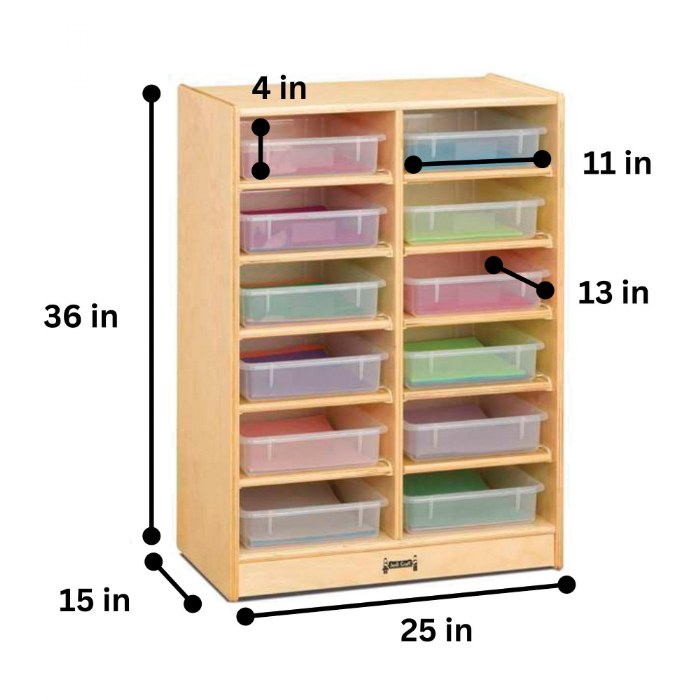 Alternate Image #1 of Wooden 12 Paper-Tray Cubbie with 12 Plastic Trays