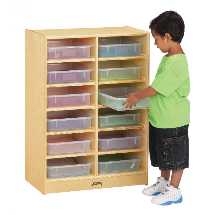 Alternate Image #1 of Wooden 12 Paper-Tray Cubbie with 12 Plastic Trays