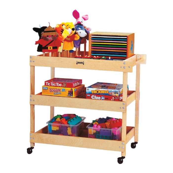 Primary Image of Wooden 3 Shelf Utility Cart on Wheels