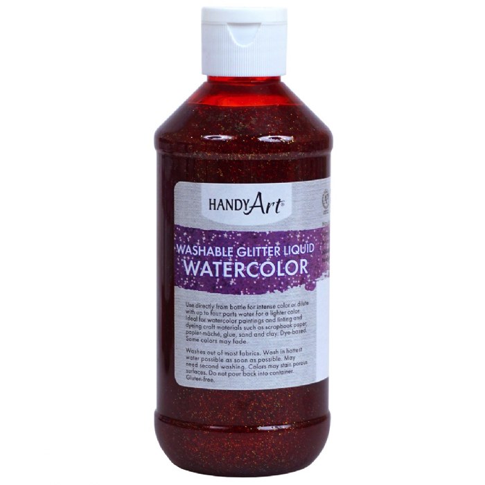 Primary Image of Glitter Washable Liquid Watercolor 8 oz. - Red