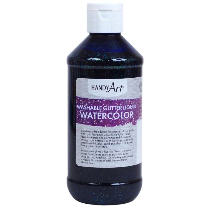 Primary Image of Glitter Washable Liquid Watercolor 8 oz. - Blue