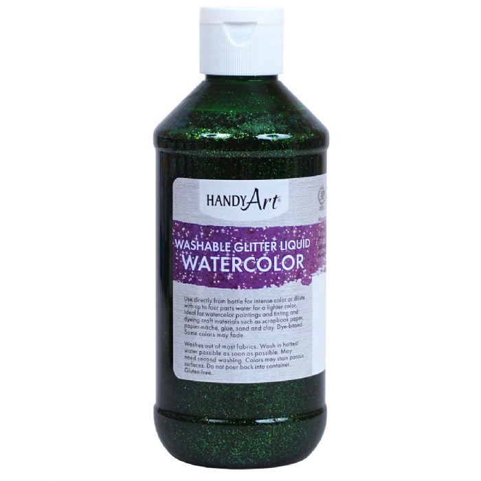 Primary Image of Glitter Washable Liquid Watercolor 8 oz. - Green