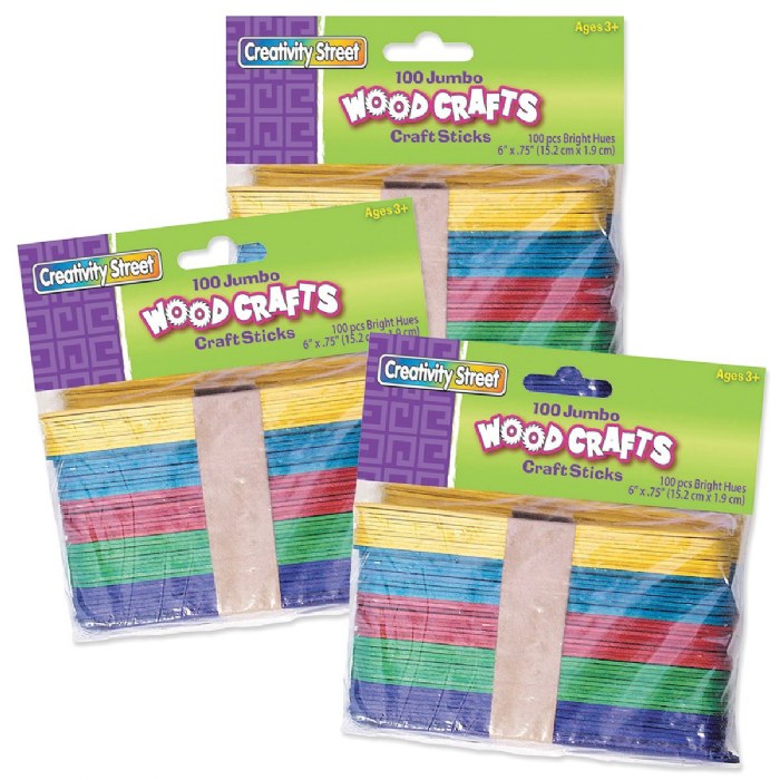 Primary Image of Colored Jumbo Wood Craft Sticks - 300 Pieces