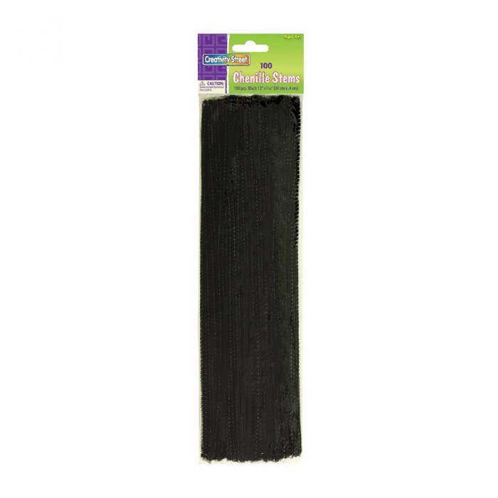 Primary Image of Creativity Street Regular Chenille Stems 4mm x 12" - Black - 100 Pieces