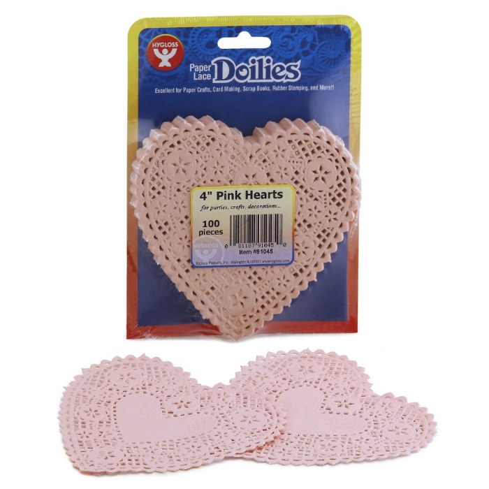 Primary Image of 4" Pink Paper Heart Doilies - 100 Count