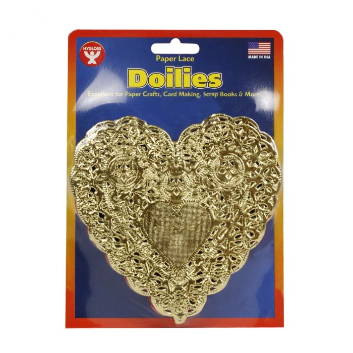 Alternate Image #1 of 100 Heart Doilies 4" - 18 Gold & Silver, 32 Red & White