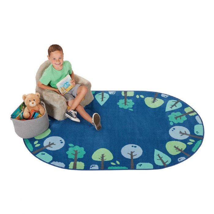 Alternate Image #1 of Tranquil Trees Carpets - 4' x 6' Oval - Blue