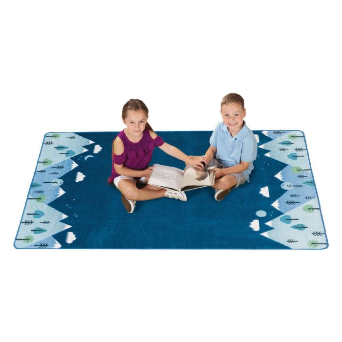 Alternate Image #1 of Tranquil Mountains Carpet - 4' x 6' Rectangle - Blue