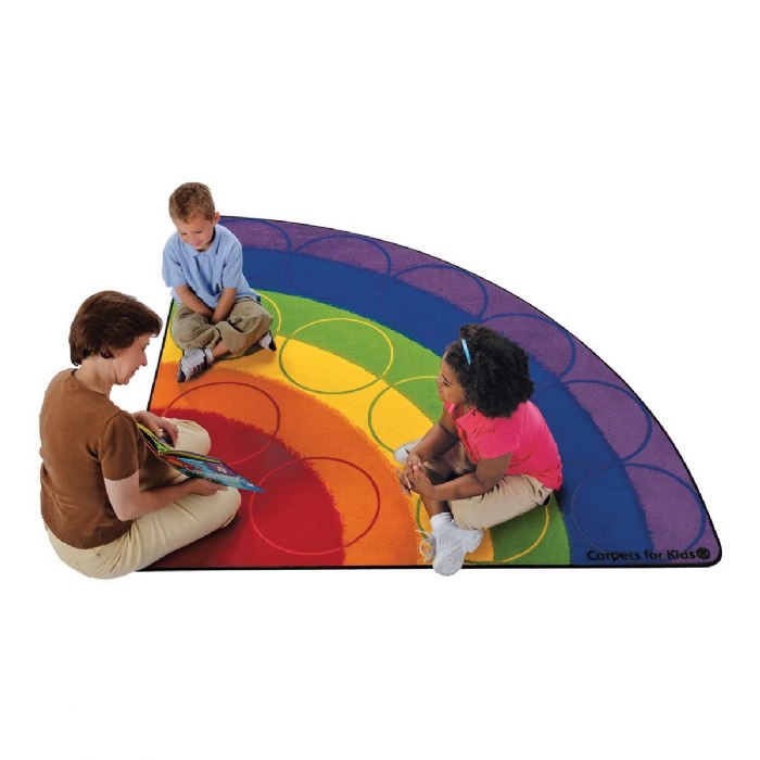 Alternate Image #1 of Rainbow Rows Seating Rug - 6' x 12' Semicircle