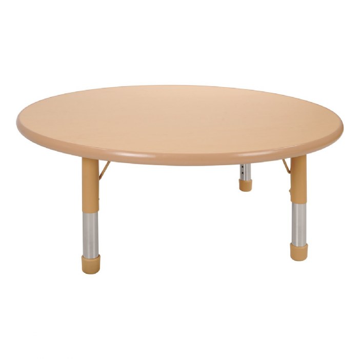 Alternate Image #1 of Nature Color Chunky 42" Round Toddler Table with 12" - 16" Adjustable Legs - Natural