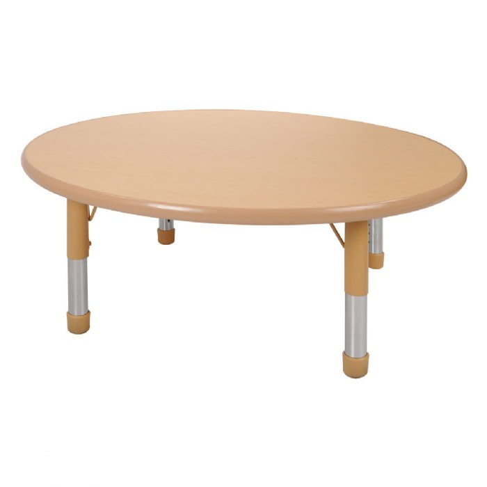 Primary Image of Nature Color Chunky 42" Round Toddler Table with 12" - 16" Adjustable Legs - Natural