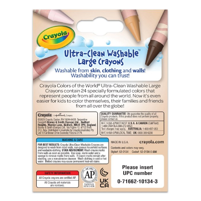 Alternate Image #1 of Crayola&reg; Colors of the World Ultra-Clean Washable Large Crayons - 24 Ct.