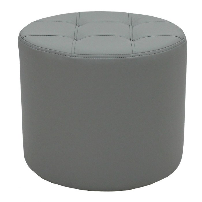 Primary Image of 16" Tufted Round Ottoman - Gray