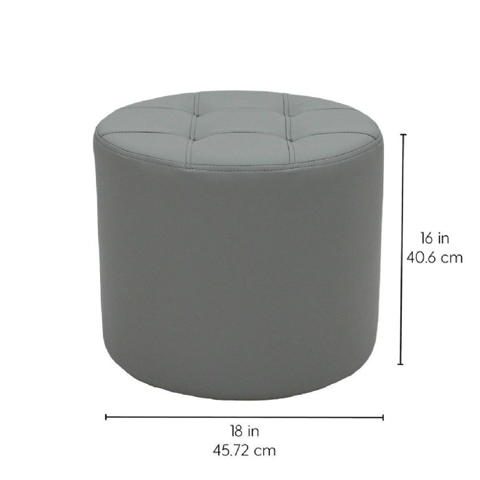 Alternate Image #1 of 16" Tufted Round Ottoman - Gray